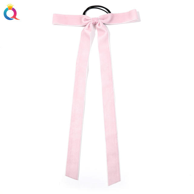 Hot sale long velvet bow hair ties