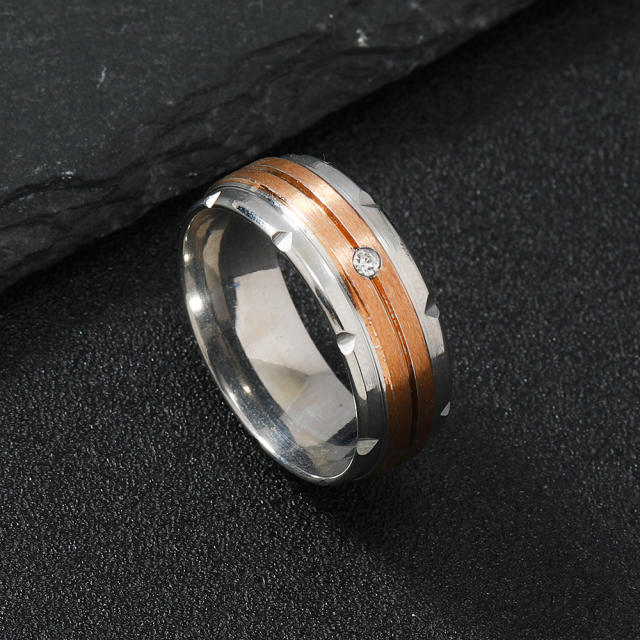 Delicate color mix diamond stainless steel finger rings bands