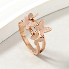 Korean fashion frosted butterfly stainless steel finger rings