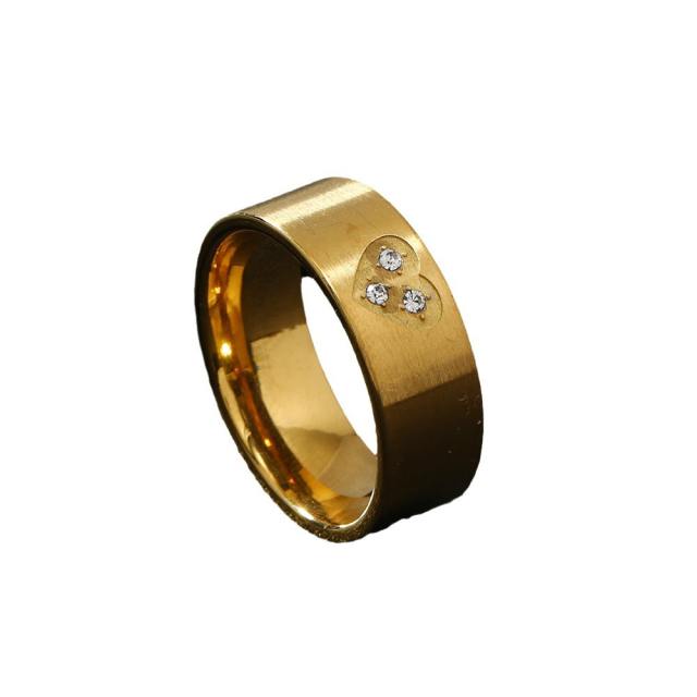 Delicate diamond heart stainless steel rings band