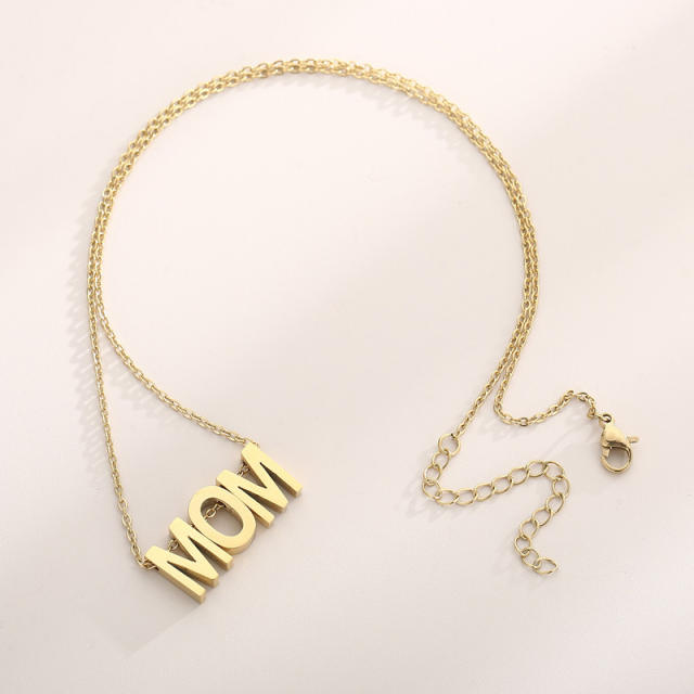 MOM letter dainty stainless steel necklace