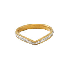 Concise v shape diamond stainless steel rings