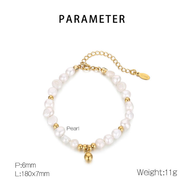 Elegant water pearl stainless steel necklace set