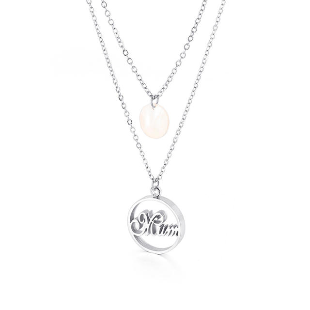 Creative two layer mom letter stainless steel necklace