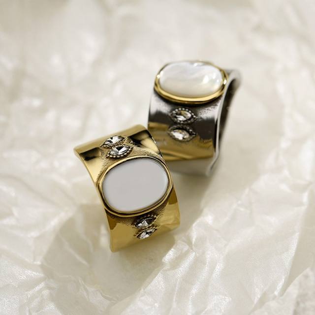 Vintage opal stone statement stainless steel rings