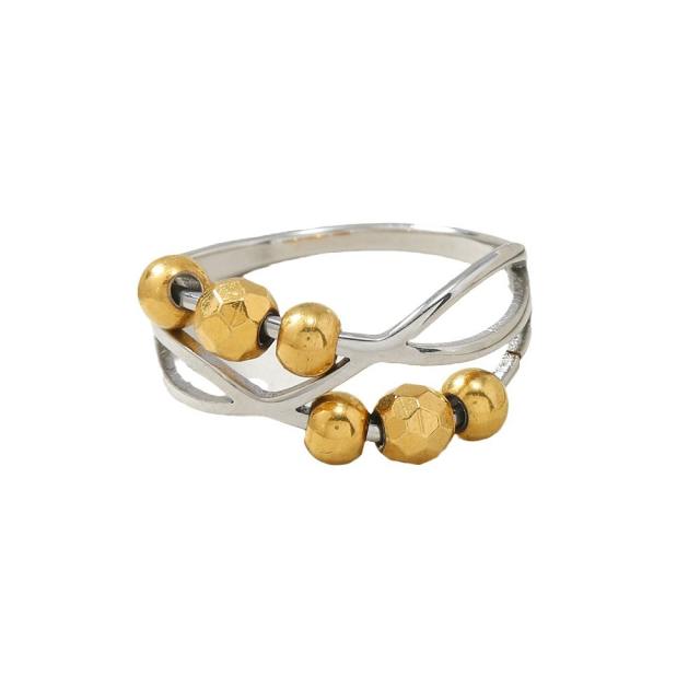 Creative rotatable bead stainless steel fidget rings