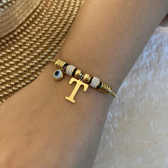 Personality initial letter charm stainless steel bracelet