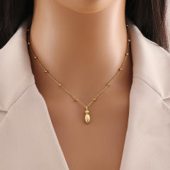 Chunky initial letter charm dainty stainless steel necklace