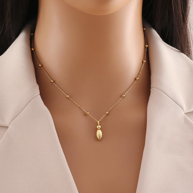 Chunky initial letter charm dainty stainless steel necklace
