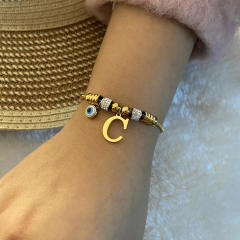 Personality initial letter charm stainless steel bracelet