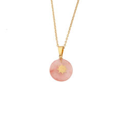 Dainty natural stone charm stainless steel necklace