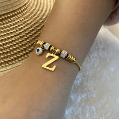 Personality initial letter charm stainless steel bracelet