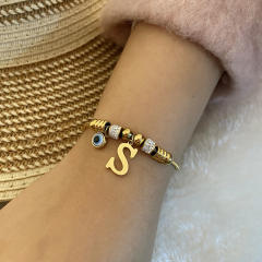 Personality initial letter charm stainless steel bracelet
