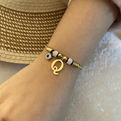 Personality initial letter charm stainless steel bracelet