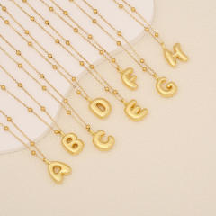 Chunky initial letter charm dainty stainless steel necklace