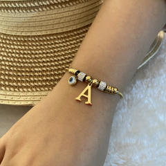 Personality initial letter charm stainless steel bracelet