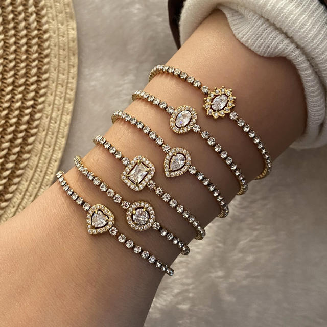 Delicate diamond tennis bracelet stainless steel bracelet