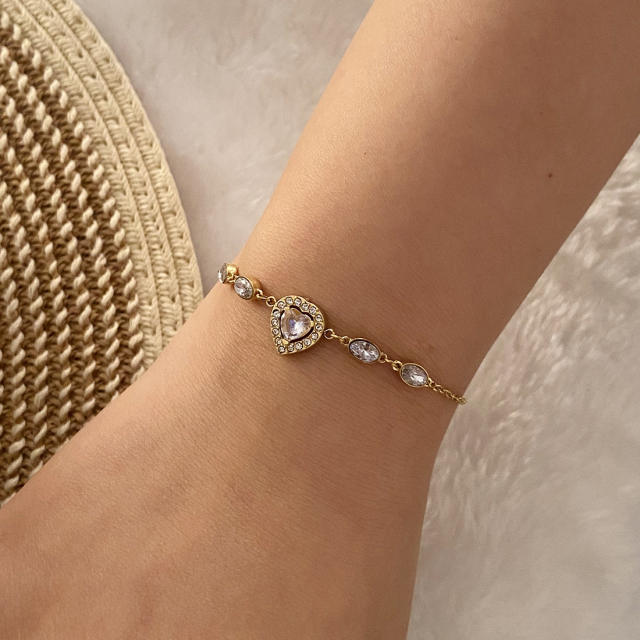Delicate diamond stainless steel bracelet