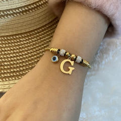 Personality initial letter charm stainless steel bracelet