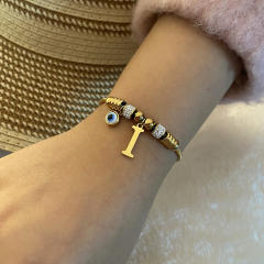 Personality initial letter charm stainless steel bracelet