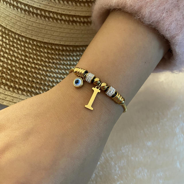Personality initial letter charm stainless steel bracelet