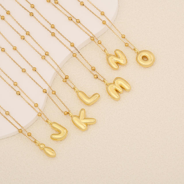 Chunky initial letter charm dainty stainless steel necklace