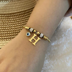 Personality initial letter charm stainless steel bracelet