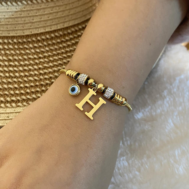 Personality initial letter charm stainless steel bracelet