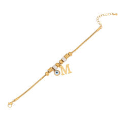Personality initial letter charm stainless steel bracelet