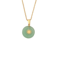 Dainty natural stone charm stainless steel necklace