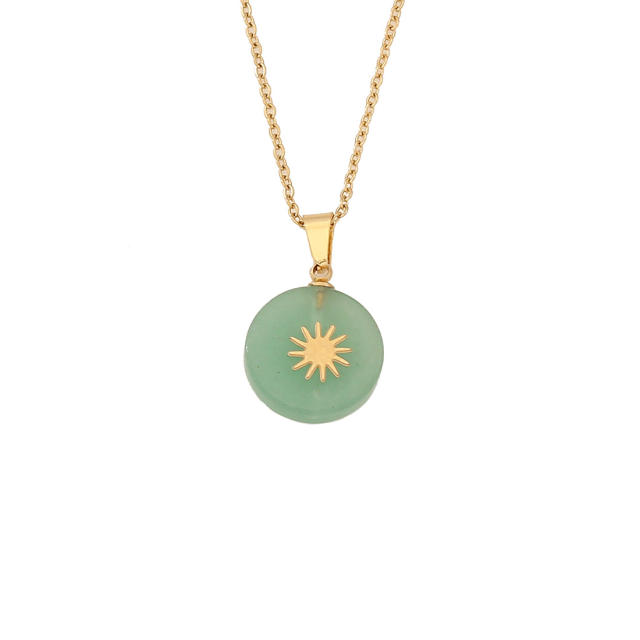 Dainty natural stone charm stainless steel necklace