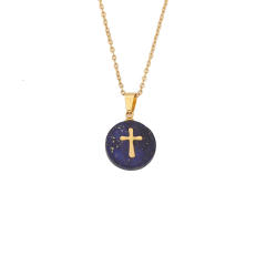 Dainty natural stone charm stainless steel necklace