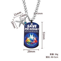 Creative ocean series starfish dogtag necklace for men