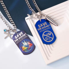 Creative ocean series starfish dogtag necklace for men