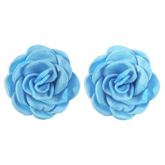 Summer colorful fabric rose flower camellia flower studs earrings