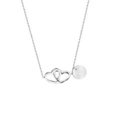 Chic double heart initial letter coin stainless steel necklace