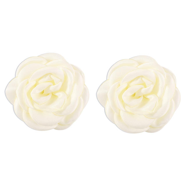 Summer colorful fabric rose flower camellia flower studs earrings