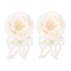 Summer colorful fabric rose flower camellia flower studs earrings
