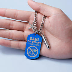 Creative ocean series starfish dogtag necklace for men