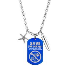 Creative ocean series starfish dogtag necklace for men