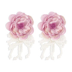 Summer colorful fabric rose flower camellia flower studs earrings