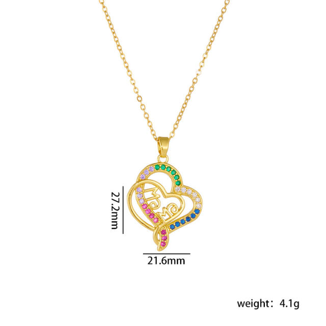 Mother's day heart pendant dainty stainless steel chain necklace