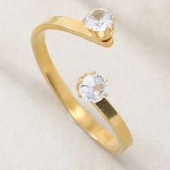 Elegant pearl diamond statement diamond stainless steel rings