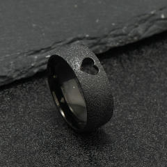 Creative hollow out heart heartbeat frosted stainless steel rings band