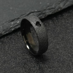 Creative hollow out heart heartbeat frosted stainless steel rings band