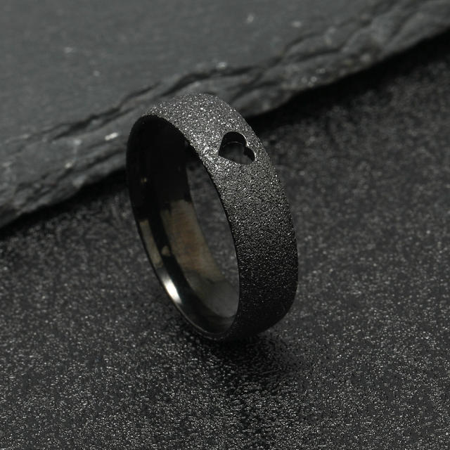 Creative hollow out heart heartbeat frosted stainless steel rings band