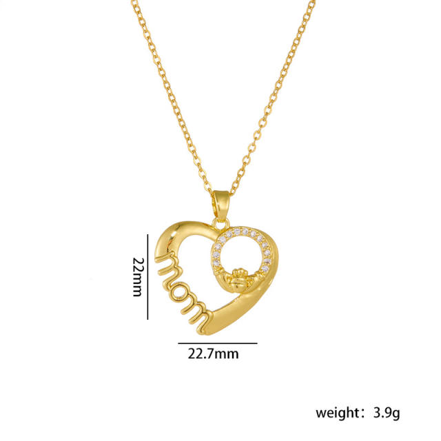 Mother's day heart pendant dainty stainless steel chain necklace