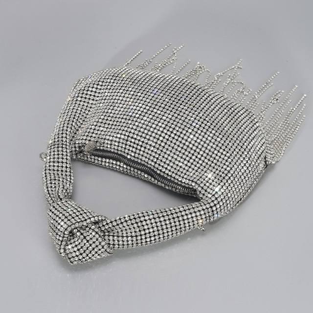 Luxury diamond tassel knotted handbag