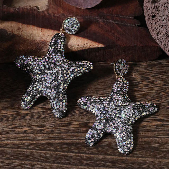 Ocean series diamond starfish dangle earrings