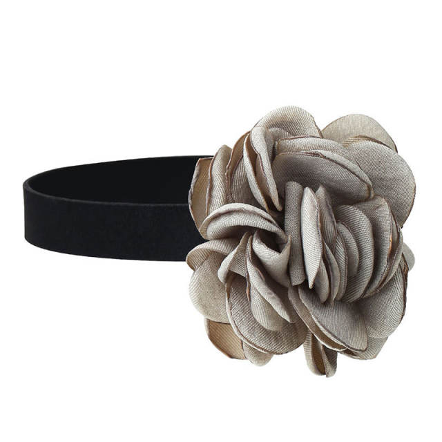 Handmade easy match fabric flower velvet choker necklace